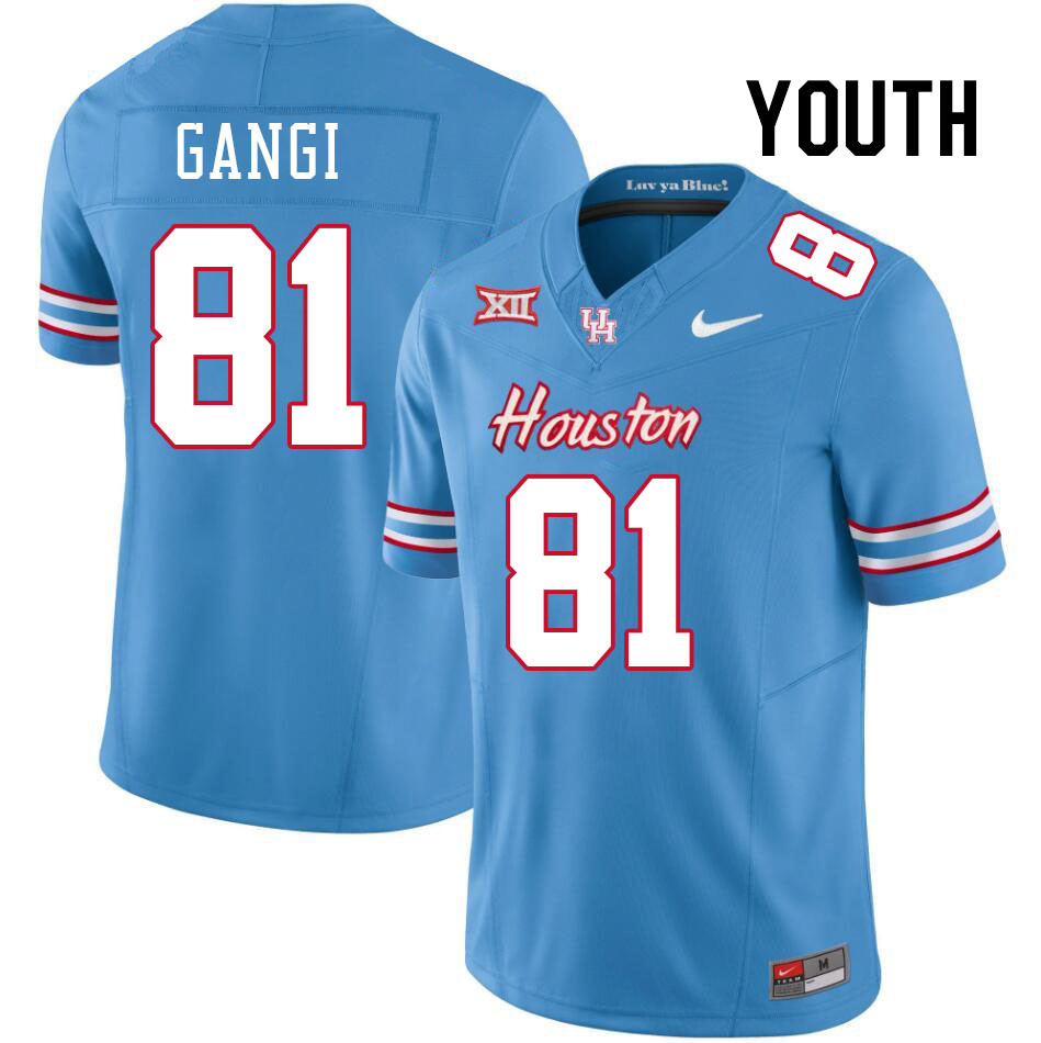 Youth #81 Anthony Gangi Houston Cougars College Football Jerseys Stitched-Oilers